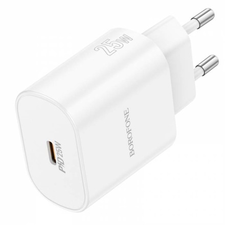 Сетевое зарядное устройство Borofone BA82A с кабелем Type-C на Type-C 1C 25W 3A белое