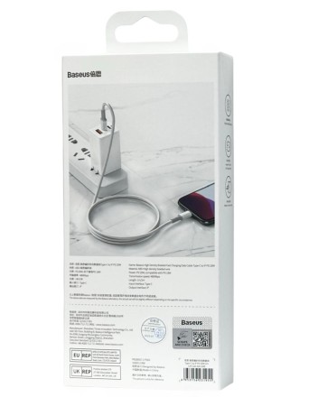 Usb Кабель-зарядка TYPE-C на Lighting Baseus High Density Braided 20W 2м (CATLGD-A02) белый