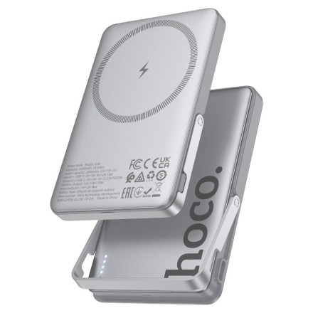 Powerbank с беспроводной зарядкой MagSafe Hoco Q36 5000mAh 1USB-C 20W серый