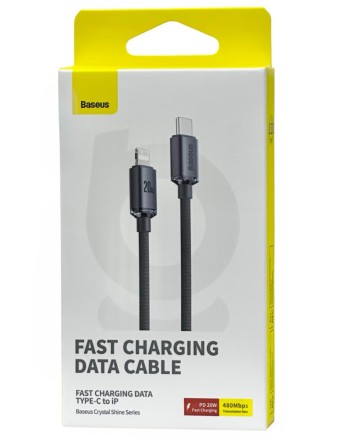 Кабель-зарядка Type-C на Lightning Baseus Crystal Shine Series 20W 1.2м (CAJY000201) черный