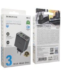 Сетевое зарядное устройство Borofone BN22 1USB/2C 22.5W/65W серое