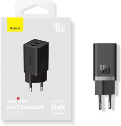 Сетевое зарядное устройство Baseus GaN5 Pro Fast Charger C+C 40W CCGP180101 черное