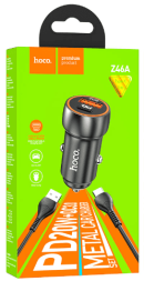 Автомобильное заряд. устр. Hoco Z46A 1USB/1C 18W/20W QC3.0 серое