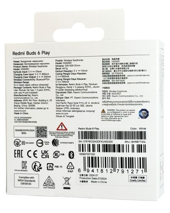 Наушники беспроводные Xiaomi Redmi Buds 6 Play EU белые