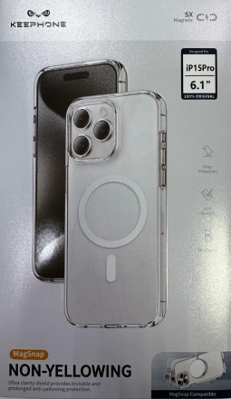 Накладка для i-Phone 15 Pro Keephone Non-Yellowing Magsafe прозрачный