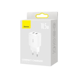 Сетевое зарядное устройство Baseus Compact 10.5W 2USB CCXJ010202 белое