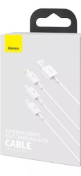 Кабель-зарядка Baseus Superior 3в1 i-Phone/Type-C/Micro 3.5A 0.5м P10320105221-01 белый