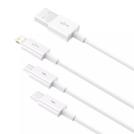 Кабель-зарядка Baseus Superior 3в1 i-Phone/Type-C/Micro 3.5A 0.5м P10320105221-01 белый