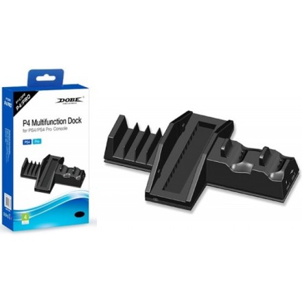 Док-станция для 2 Bluetooth-контроллеров PS4 + подставка для дисков Dobe (TP4-837) черная