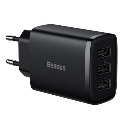 Сетевое зарядное устройство Baseus Compact 17W 3USB (CCXJ020101) черное