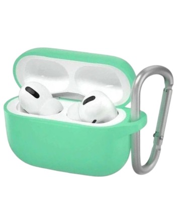 Силиконовый чехол для AirPods Pro 2 c карабином светло-бирюзовый