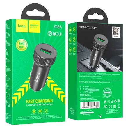 Автомобильное зарядное устройство Hoco Z49A 1USB QC3.0 черное