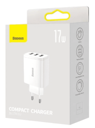 Сетевое зарядное устройство Baseus Compact 17W 3USB (CCXJ020102) белое