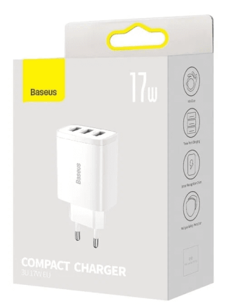 Сетевое зарядное устройство Baseus Compact 17W 3USB (CCXJ020102) белое