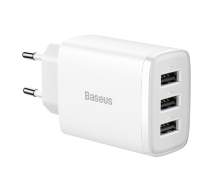 Сетевое зарядное устройство Baseus Compact 17W 3USB (CCXJ020102) белое