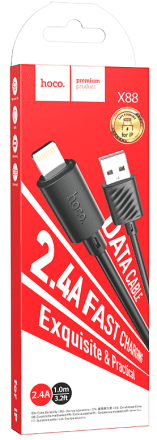 Usb Кабель Lightning Hoco X88 2.4A 1м черный
