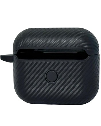 Силиконовый чехол для AirPods Pro c карабином под карбон чёрный