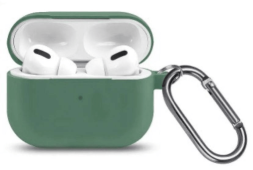 Силиконовый чехол для AirPods Pro 2 c карабином зелёный