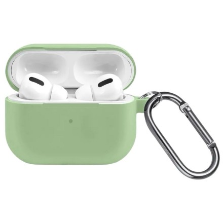 Силиконовый чехол для AirPods Pro 2 c карабином зелёный