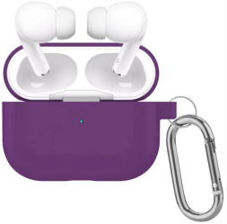 Силиконовый чехол для AirPods Pro 2 c карабином фиолетовый