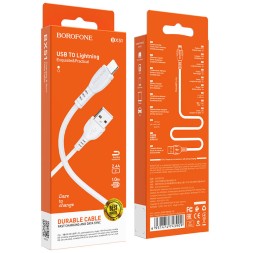 Usb Кабель Lightning Borofone BX51 Triumph 2.4A 1м силиконовый белый