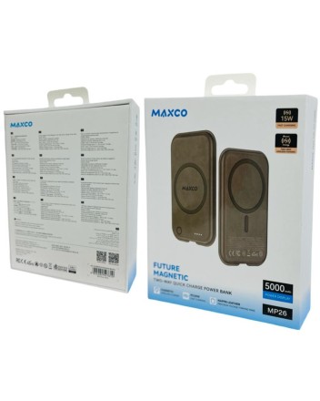 Powerbank с беспроводной зарядкой MagSafe Maxco MP26 5000mAh 15W серый
