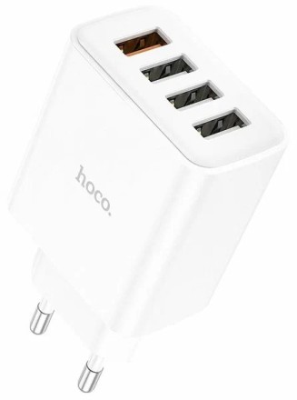 Сетевое зарядное устройство Hoco C102A 4USB 18W QC3.0 белое