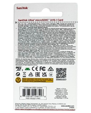 SDXC карта памяти Sandisk 256GB Ultra UHS-I (100 Mb/s) SDSDUNR-256G-GN3IN
