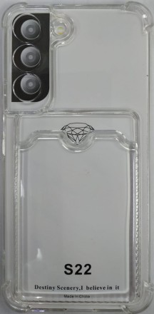 Чехол-накладка силикон с карманом под карту Samsung Galaxy S22 прозрачный