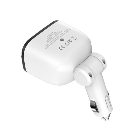 Автомобильное зарядное устройство Hoco Z28 2USB дисплей, белое
