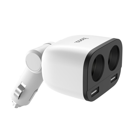 Автомобильное зарядное устройство Hoco Z28 2USB дисплей, белое