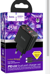 Сетевое зарядное устройство Hoco CS43A 2C 45W черное