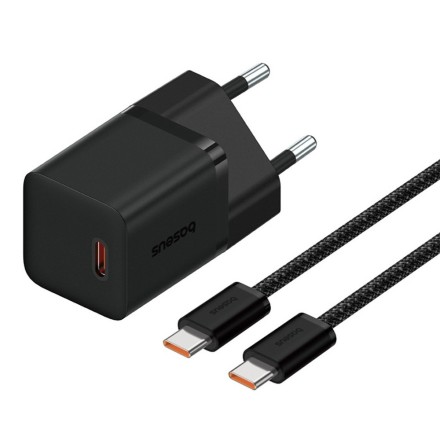 Сетевое зарядное устройство Baseus GaN5 Mini 1C кабель Type-C на Type-C 30W P10110902113-00 черное