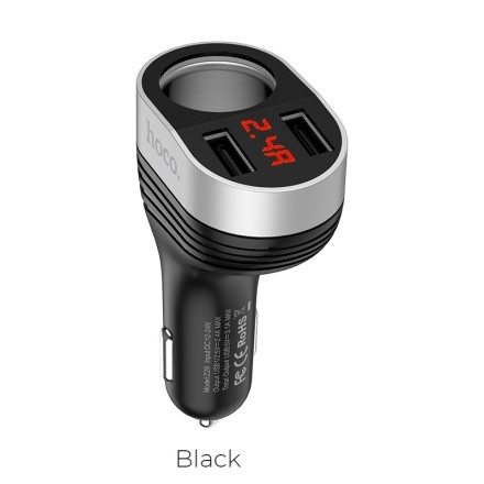 Автомобильное зарядное устройство Hoco Z29 2USB 3.1A дисплей черное