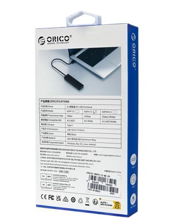 Внешний корпус для SSD M2 Orico M2PV-C3 серый
