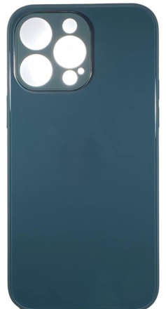 Чехол-накладка для i-Phone 14 Pro Max силикон (стеклянная крышка) графит