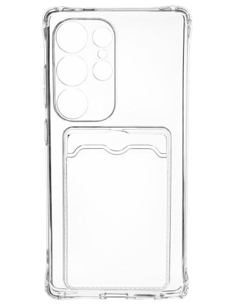 Чехол-накладка силикон с карманом под карту Samsung Galaxy S25 Ultra прозрачный