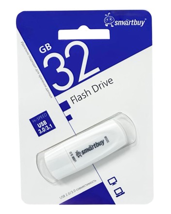 3.0/3.1 USB флеш накопитель Smartbuy 032GB Scout White (SB032GB3SCW)