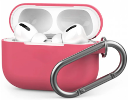 Силиконовый чехол для AirPods Pro 2 c карабином малиновый