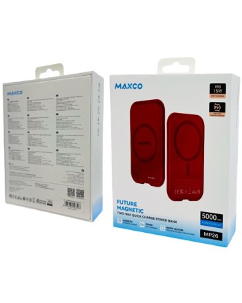 Powerbank с беспроводной зарядкой MagSafe Maxco MP26 5000mAh 15W красный