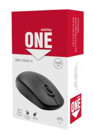 Мышь беспроводная Smartbuy 300 USB/DPI 1000/3 кнопки/2AAA (SBM-300AG-K) черная