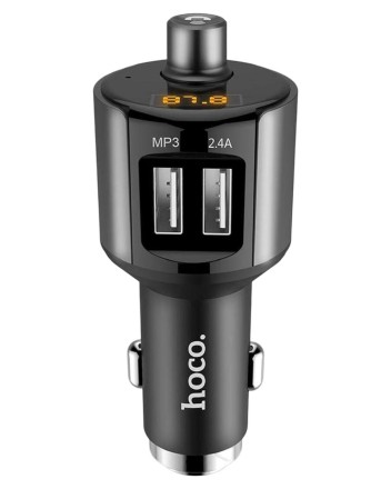 Автомобильное заряд. устр. Hoco E19 + FM-трансмиттер BT4.2 2USB 2.4A серое
